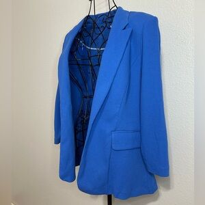 Riley & Rae Royal Blue Textured Blazer Jacket | Open Front | Size L | NWT